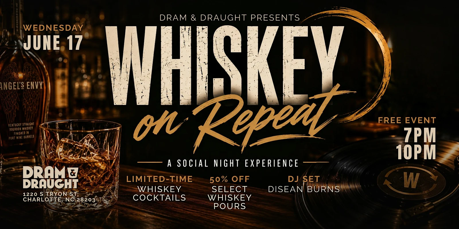 Whiskey on Repeat Dram & Draught Charlotte